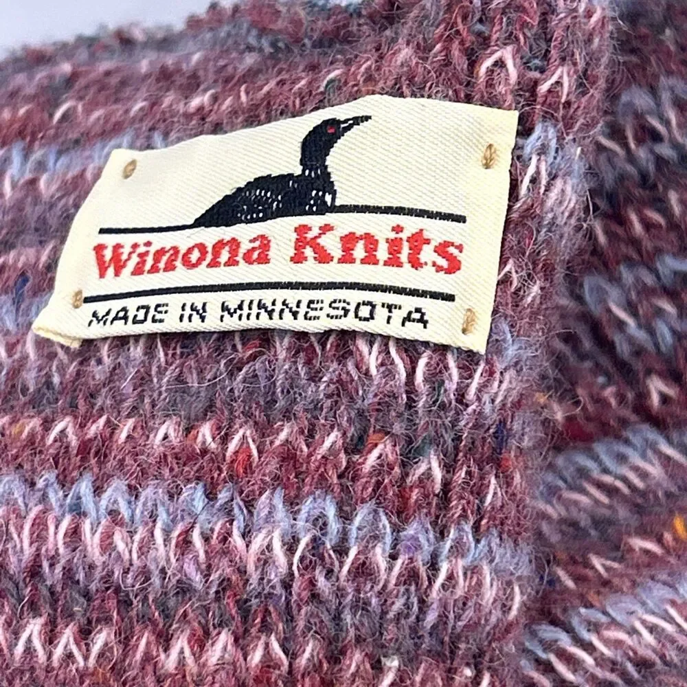 Winona Knits 100% Wool Blue Mittens Winter Gloves Made In Minnesota USA XL